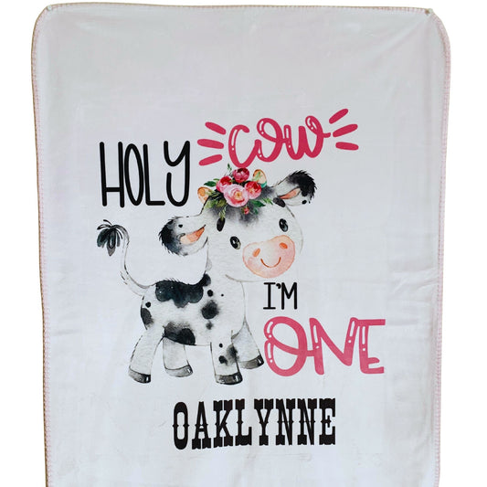 Holy Cow, I'm One Birthday Blanket