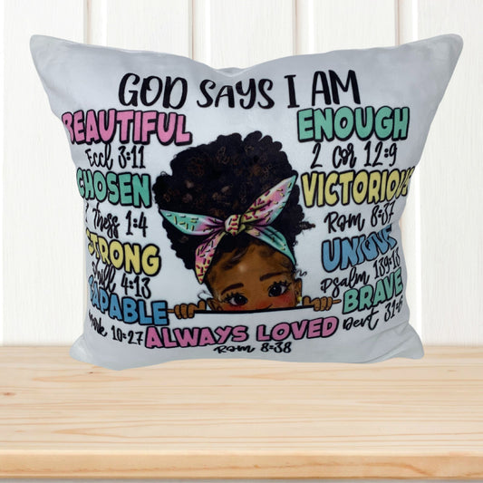 African American Girl Bible Affirmations Pillow