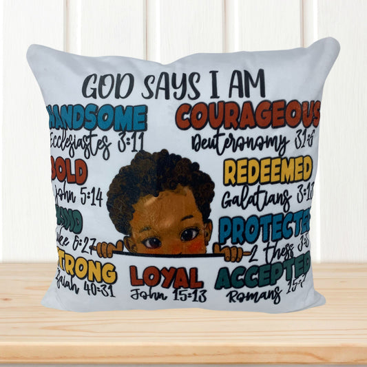 African American Boy Bible Affirmations Pillow