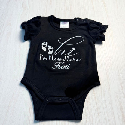 Hi, I'm New Here Custom Name Onesie