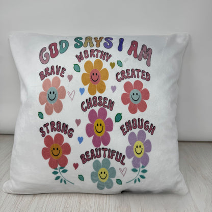 God Says I Am Daisy Pillow